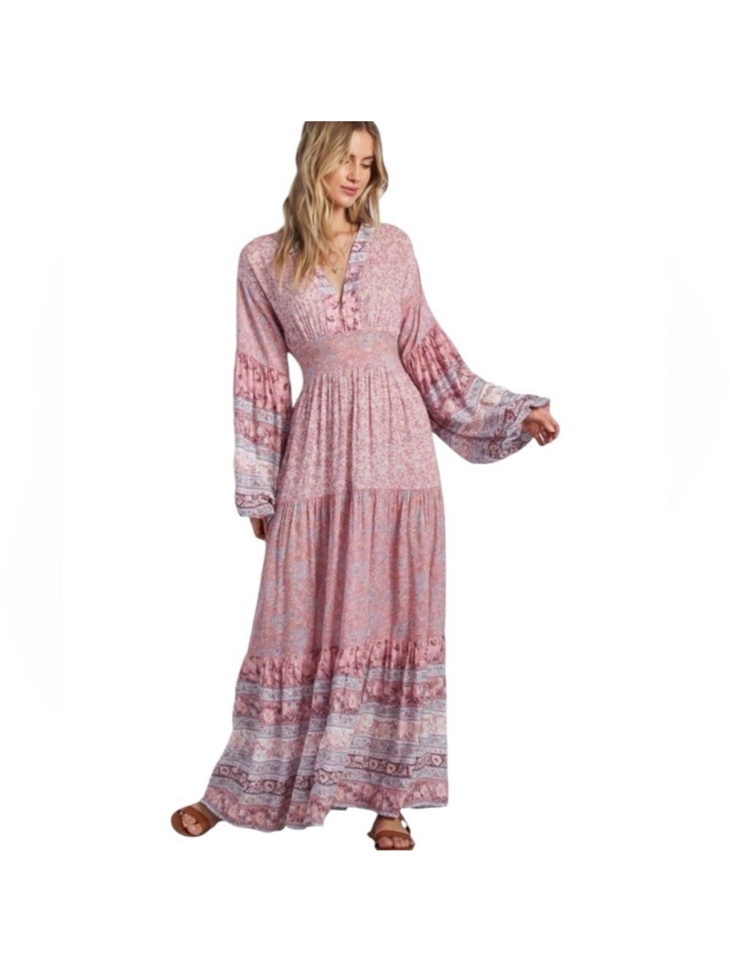 Nwt Billabong Cosmos Pink Boho Maxi Dress